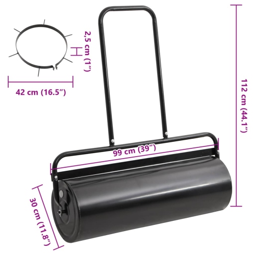 vidaXL Garden Lawn Roller Pull with Aerator Clamps Black 63 L Iron and Steel