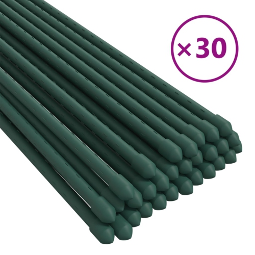 Image 1 of 3.. vidaXL Garden Plant Stakes 30 pcs Green 115 cm Steel