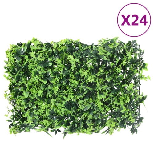 VIDAXL  Artificial Leaf Fence 24 PCs 40X60 Cm In Green
