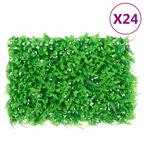 Image 1 of 7.. &nbsp;vidaXL Artificial Fern Leaf Fence&nbsp;24 pcs Green 40x60 cm