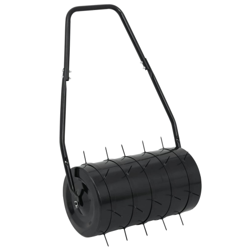 vidaXL Garden Lawn Roller Pull with Aerator Clamps Black 42 L Iron and Steel