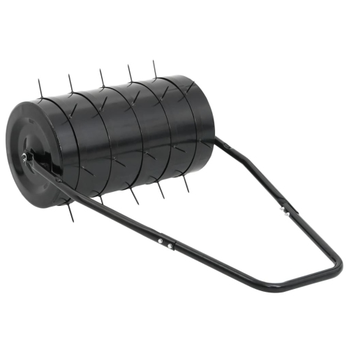 vidaXL Garden Lawn Roller Pull with Aerator Clamps Black 42 L Iron and Steel