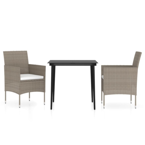Image 1 of 6.. vidaXL 3 Piece Garden Dining Set with Cushions Beige and Black