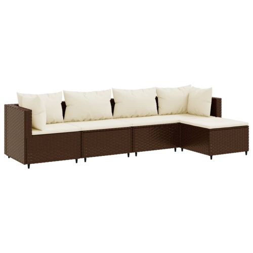 Image 1 of 10.. vidaXL 5 Piece Garden Lounge Set with Cushions Brown Poly Rattan