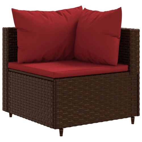 vidaXL 4 Piece Garden Lounge Set with Cushions Brown Poly Rattan