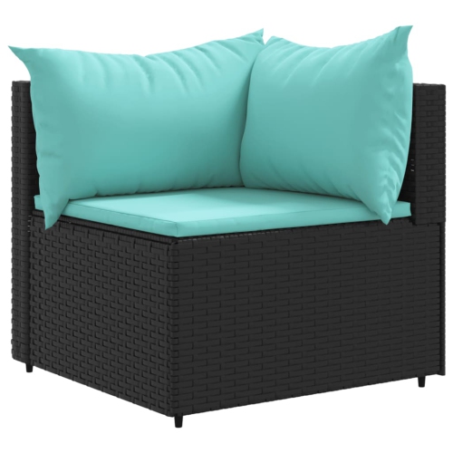 vidaXL 4 Piece Garden Lounge Set with Cushions Black Poly Rattan
