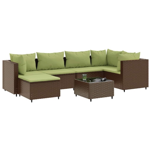Image 1 de 10.. Ensemble de salon de jardin de 7 pièces avec coussins en poly rotin brun vidaXL