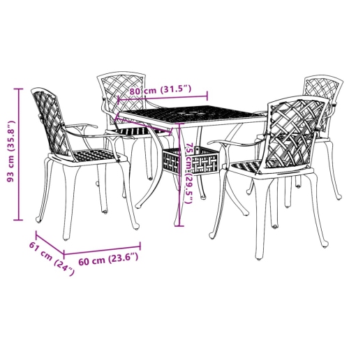 vidaXL 5 Piece Garden Dining Set White Cast Aluminium