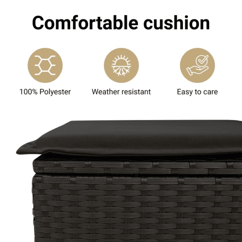 Ensemble de salle à manger de jardin de 9 pièces avec coussins en rotin de polyester noir vidaXL