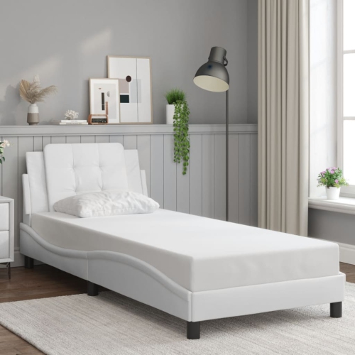 Cadre de lit vidaXL sans matelas « Zadar » Blanc 100 lignes en similicuir 190 cm