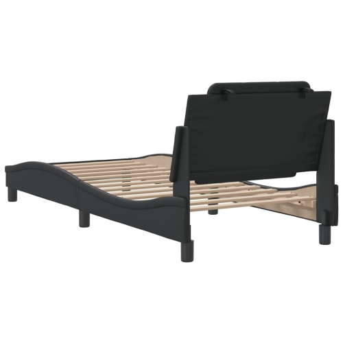 Cadre de lit vidaXL sans matelas «&nbsp;Zadar&nbsp;» Noir 100 lignes Similicuir 190&nbsp;cm