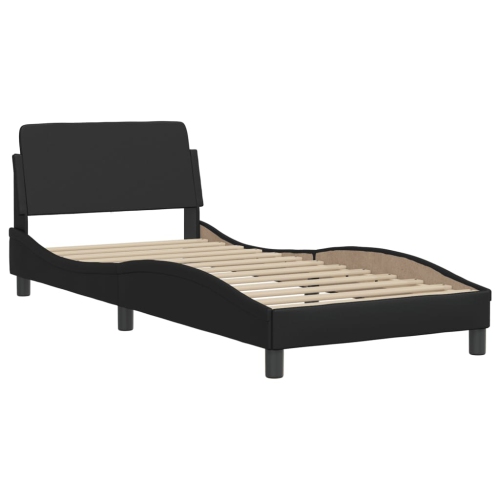 Cadre de lit vidaXL sans matelas «&nbsp;Zadar&nbsp;» Noir 100 lignes Similicuir 190&nbsp;cm