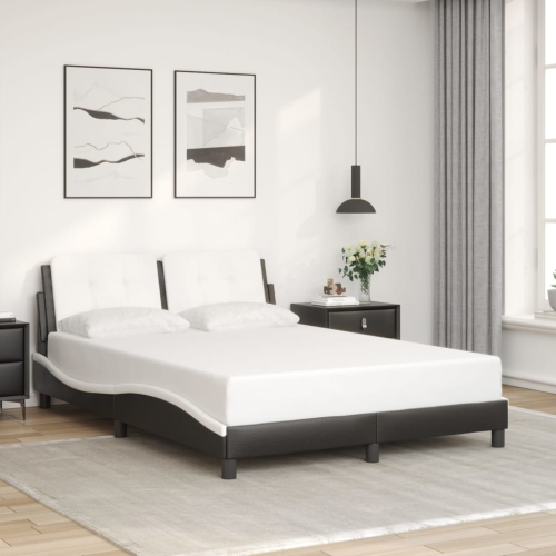 Cadre de lit vidaXL sans matelas «&nbsp;Zadar&nbsp;» Similicuir noir et blanc 137&nbsp;po 190&nbsp;cm