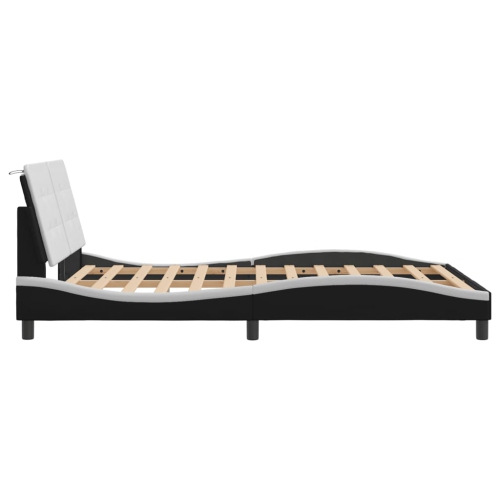 Cadre de lit vidaXL sans matelas «&nbsp;Zadar&nbsp;» Similicuir noir et blanc 137&nbsp;po 190&nbsp;cm
