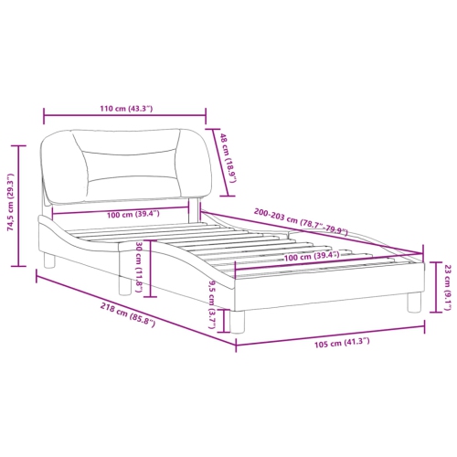 Cadre de lit vidaXL sans matelas «&nbsp;Hvar&nbsp;» Noir 100&nbsp;po Similicuir 203&nbsp;cm