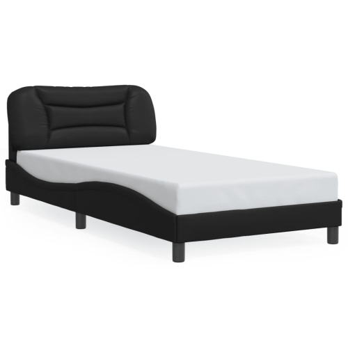 Image 1 of 10.. vidaXL Bed Frame without Mattress "Hvar" Black 100x190 cm Faux Leather