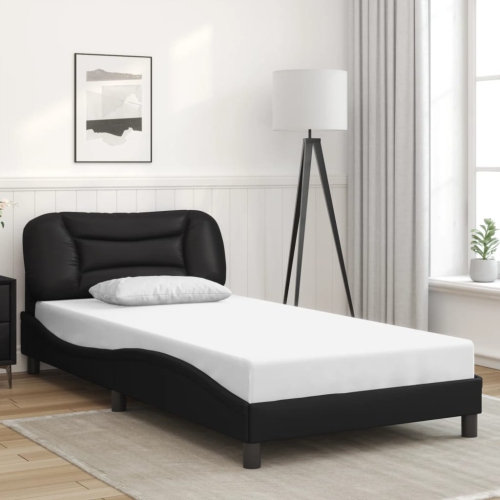 Cadre de lit vidaXL sans matelas «&nbsp;Hvar&nbsp;» Noir 100&nbsp;po Similicuir 190&nbsp;cm