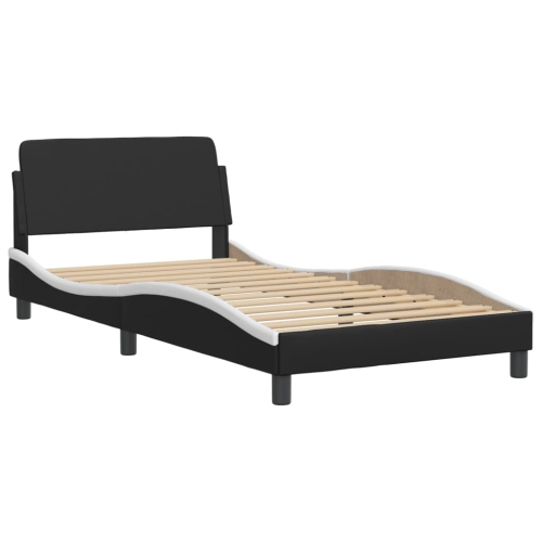 vidaXL Bed Frame without Mattress "Hvar" Black and White 100x190 cm Faux Leather