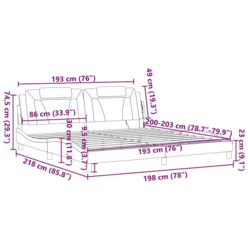 Cadre de lit vidaXL «&nbsp;Viana&nbsp;» avec LED sans matelas, noir et blanc, 193 203&nbsp;cm