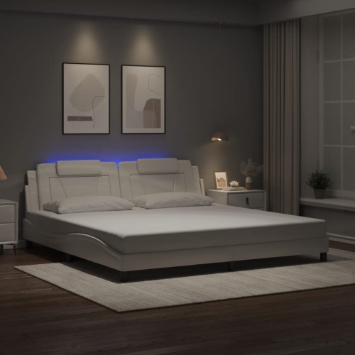 Cadre de lit vidaXL « Viana » avec LED sans matelas, blanc, 193 203 cm