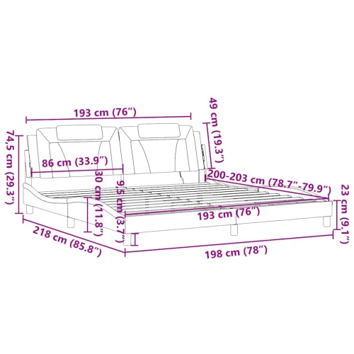 Cadre de lit vidaXL « Viana » avec LED sans matelas, blanc, 193 203 cm