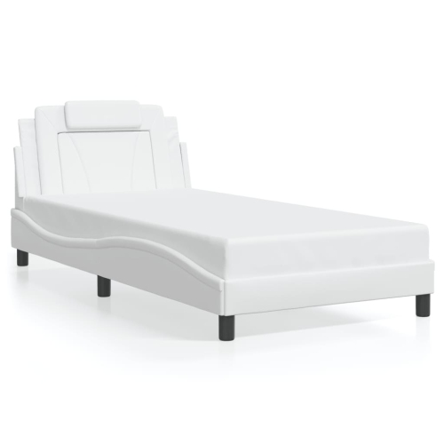 Image 1 de 10.. Cadre de lit vidaXL «&nbsp;Viana&nbsp;» sans matelas blanc 100&nbsp;po Similicuir 190&nbsp;cm
