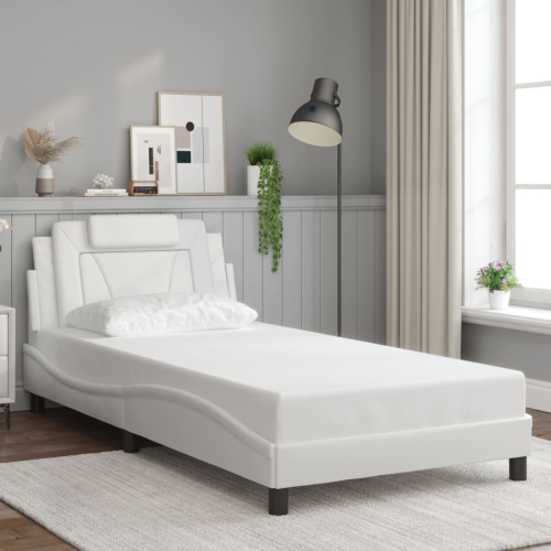 Cadre de lit vidaXL «&nbsp;Viana&nbsp;» sans matelas blanc 100&nbsp;po Similicuir 190&nbsp;cm