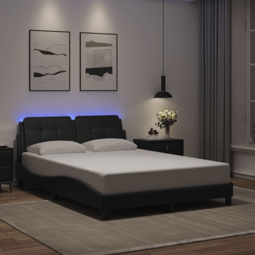vidaXL Bed Frame with LED without Mattress "Zadar" Black 137x190 cm