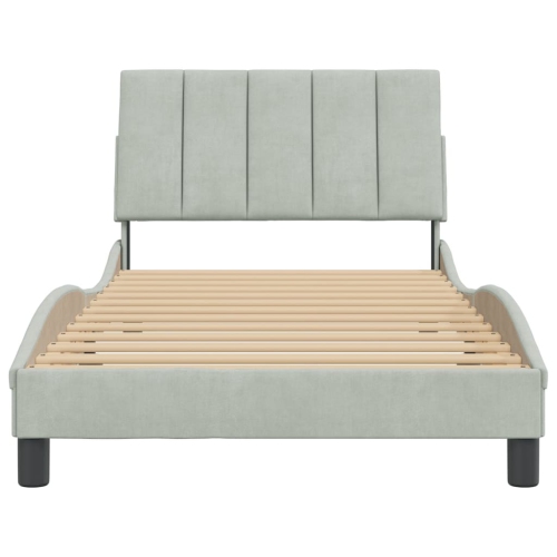 VidaXL Cadre de lit sans matelas «&nbsp;Hanko&nbsp;» Gris pâle 100 en velours 203&nbsp;cm