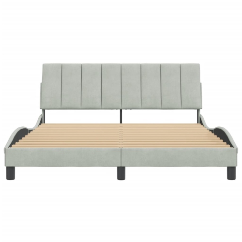 VidaXL Cadre de lit sans matelas «&nbsp;Hanko&nbsp;» Gris pâle 152 en velours 203&nbsp;cm
