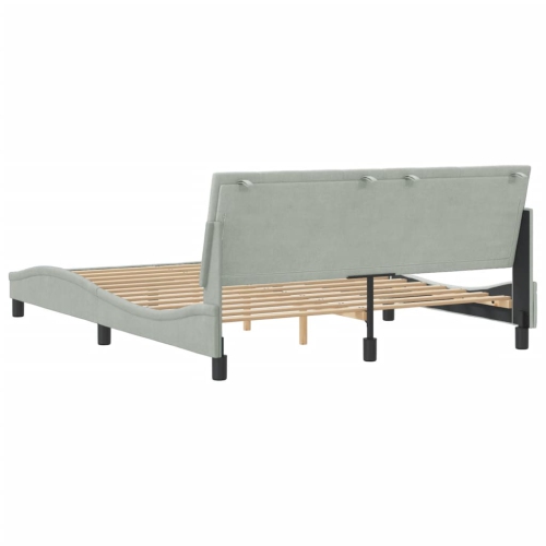 VidaXL Cadre de lit sans matelas «&nbsp;Hanko&nbsp;» Gris pâle 152 en velours 203&nbsp;cm