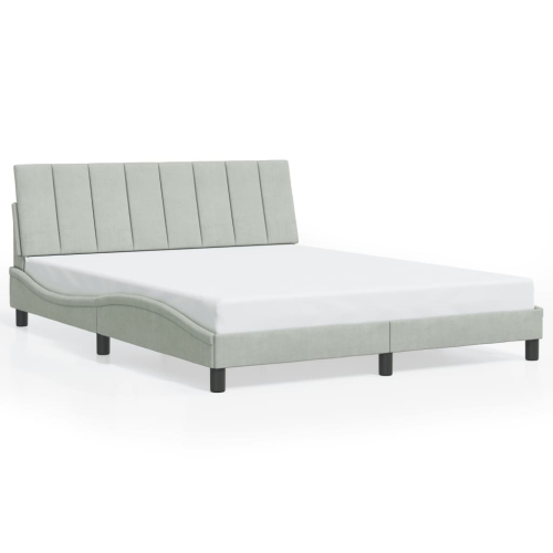 vidaXL Bed Frame with LED without Mattress "Hanko" Light Grey 152x203 cm Velvet