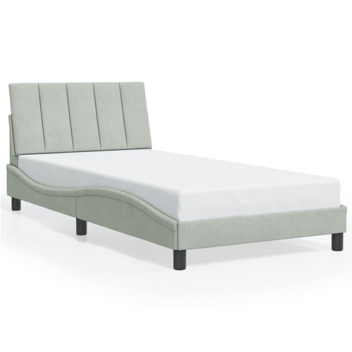 vidaXL Bed Frame with LED without Mattress "Hanko" Light Grey 100x190 cm Velvet