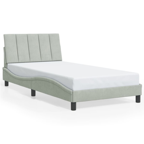 vidaXL Bed Frame with LED without Mattress "Hanko" Light Grey 100x203 cm Velvet