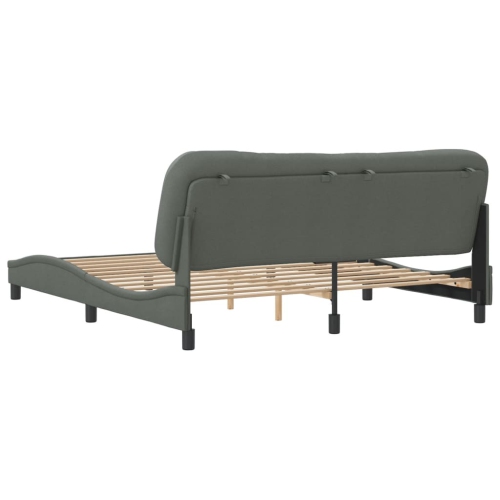 Cadre de lit vidaXL sans matelas «&nbsp;Hvar&nbsp;», tissu 203&nbsp;cm gris foncé de 193&nbsp;po