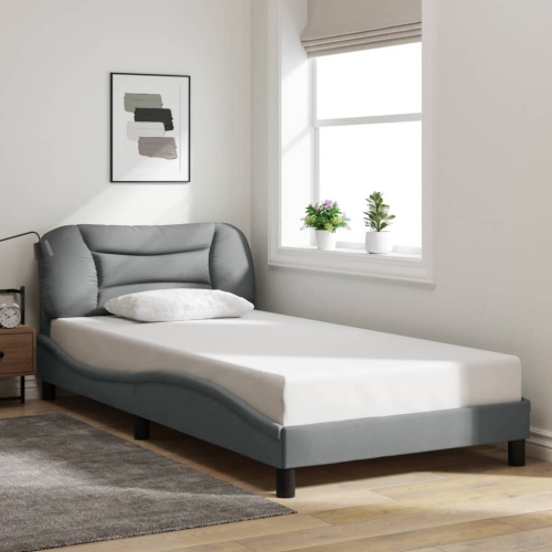 Cadre de lit vidaXL sans matelas «&nbsp;Hvar&nbsp;», tissu 203&nbsp;cm gris pâle 100 unités