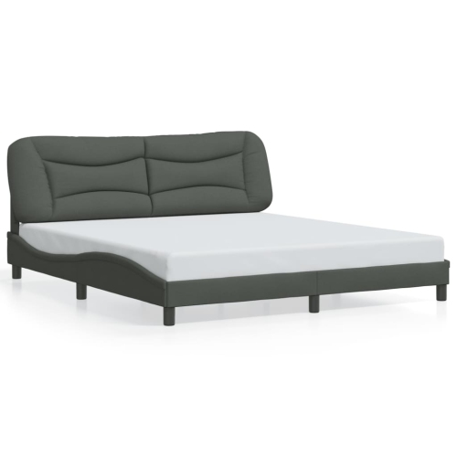 vidaXL Bed Frame with LED without Mattress "Hvar" Dark Grey 193x203 cm Fabric