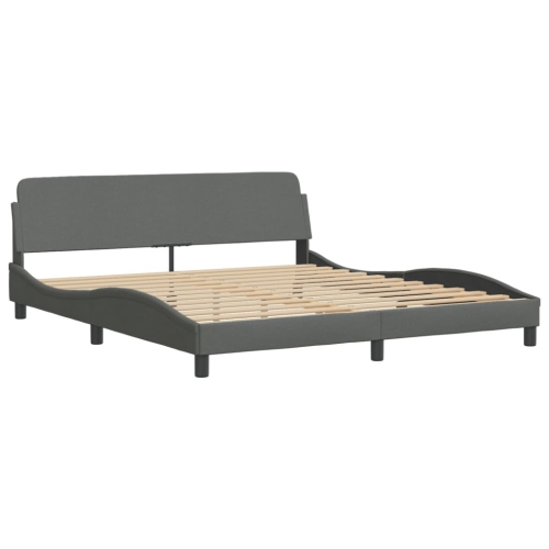 vidaXL Bed Frame with LED without Mattress "Hvar" Dark Grey 193x203 cm Fabric