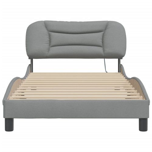 Cadre de lit vidaXL avec LED sans matelas « Hvar », tissu 190 cm gris pâle 100 unités