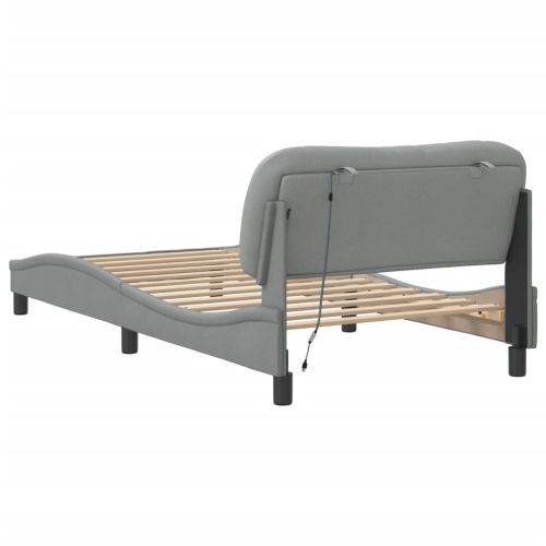 Cadre de lit vidaXL avec LED sans matelas « Hvar », tissu 190 cm gris pâle 100 unités