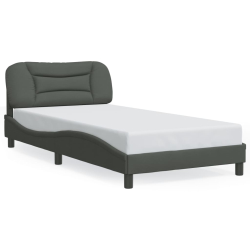 vidaXL Bed Frame with LED without Mattress "Hvar" Dark Grey 100x190 cm Fabric