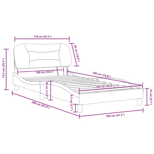 vidaXL Bed Frame with LED without Mattress "Hvar" Dark Grey 100x190 cm Fabric