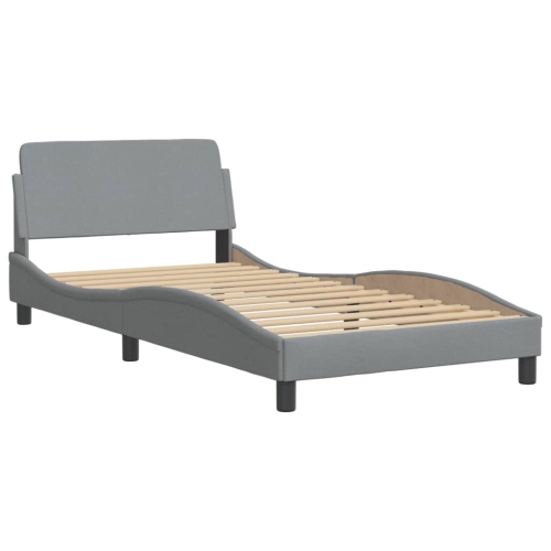 vidaXL Bed Frame with LED without Mattress "Hvar" Light Grey 100x203 cm Fabric