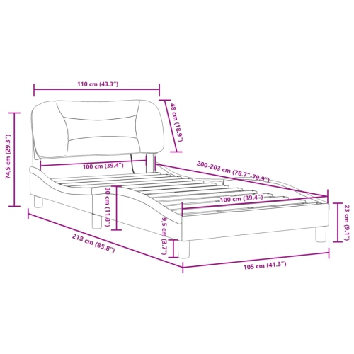 vidaXL Bed Frame with LED without Mattress "Hvar" Light Grey 100x203 cm Fabric