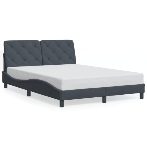 Image 1 de 10.. Cadre de lit vidaXL sans matelas gris foncé 137 x 7 x 190&nbsp;cm velours