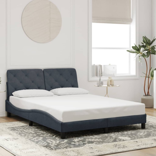 Cadre de lit vidaXL sans matelas gris foncé 137 x 7 x 190&nbsp;cm velours