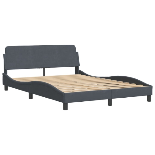 Cadre de lit vidaXL sans matelas gris foncé 137 x 7 x 190&nbsp;cm velours