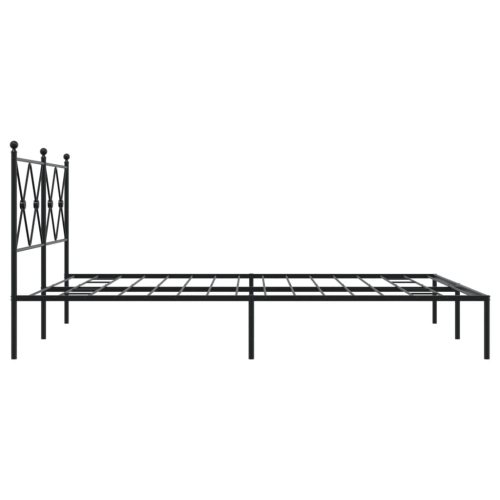 vidaXL Metal Bed Frame without Mattress with Headboard Black 150x200cm