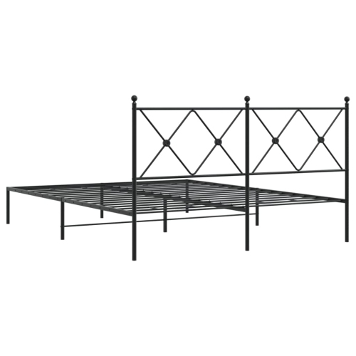 vidaXL Metal Bed Frame without Mattress with Headboard Black 150x200cm