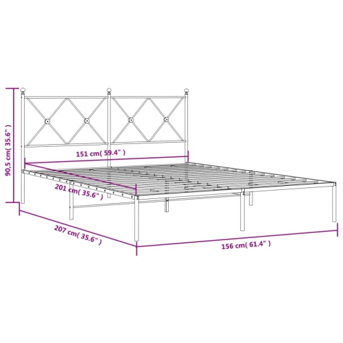 vidaXL Metal Bed Frame without Mattress with Headboard Black 150x200cm